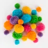 Pompon graine creative polyester diametre 15mm 30mm ass coloris arc en ciel sachet de 24u