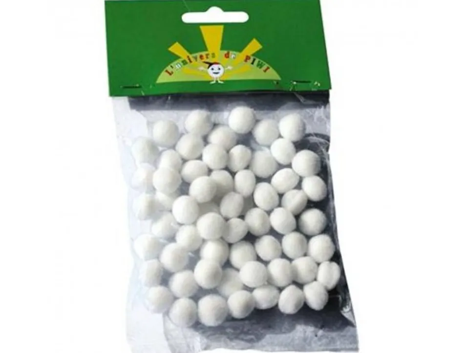 Pompons a la couleur graine creative 15 mm 45 pieces coloris blanc