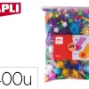 Pompons apli differents diametres de 10 a 50mm format maxi 13 coloris metallises assortis sachet zip 400