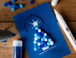 Pompons de couleur liderpapel diametre 1,5cm coloris nuances bleu assortis sachet 80 unites