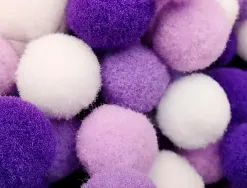 Pompons de couleur liderpapel diametre 1,5cm coloris nuances violet assortis sachet 80 unites