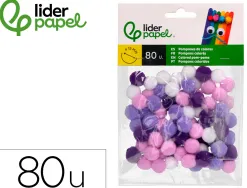 Pompons de couleur liderpapel diametre 1,5cm coloris nuances violet assortis sachet 80 unites