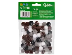 Pompons de couleur liderpapel diametre 1,5cm coloris nuances neutres assortis sachet 80 unites