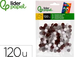 Pompons de couleur liderpapel diametre 1cm coloris nuances neutres assortis sachet 120 unites