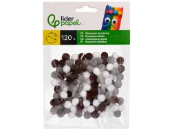 Pompons de couleur liderpapel diametre 1cm coloris nuances neutres assortis sachet 120 unites