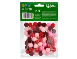 Pompons de couleur liderpapel diametre 1,5cm coloris nuances rouge assortis sachet 80 unites
