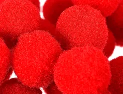 Pompons de couleur liderpapel diametre 1,5cm coloris nuances rouge assortis sachet 80 unites