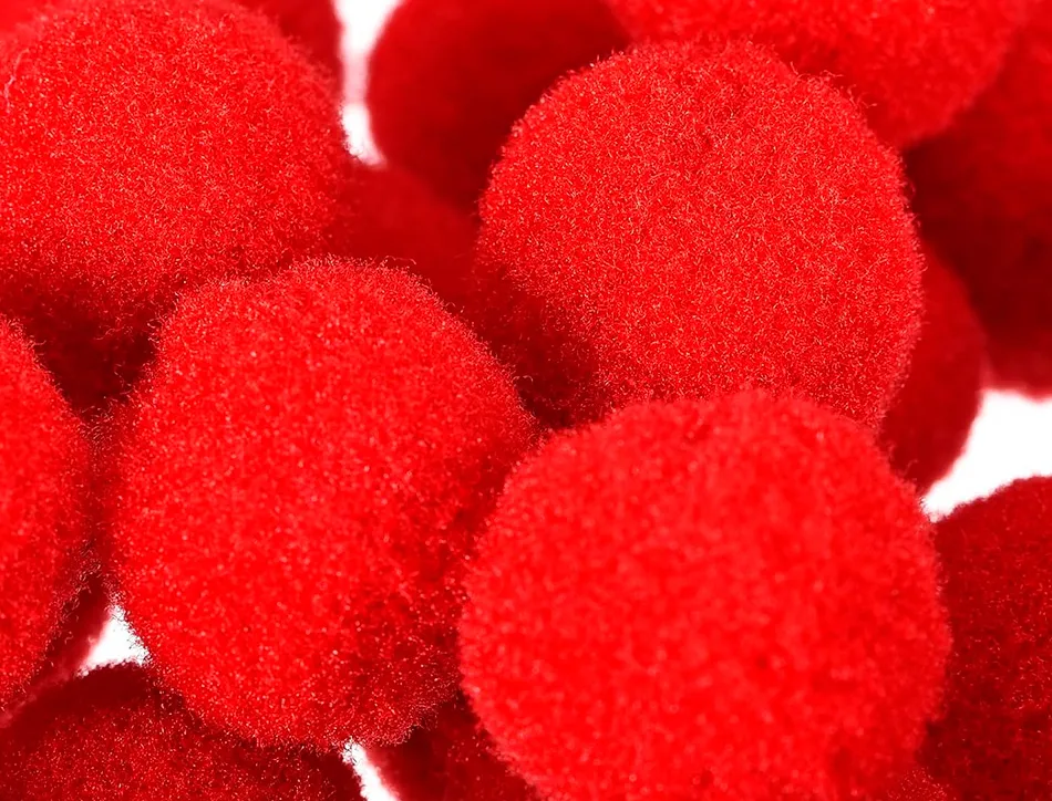 Pompons de couleur liderpapel diametre 1,5cm coloris nuances rouge assortis sachet 80 unites