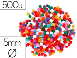 Pompons fontorpin polypropylene taille mini 5mm mix couleurs assorties 500 unites