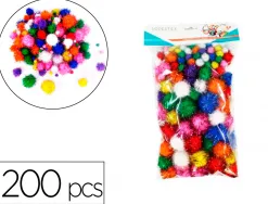 Pompons sodertex metallises polypropylene 200 pcs 3 tailles 9 coloris