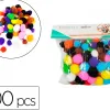 Pompons sodertex polypropylene a trous 100 pcs tailles assorties 10 coloris