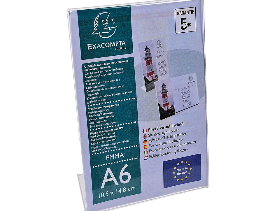 Porte visuel exacommpta a6 incline vertical ou horizontal cristal