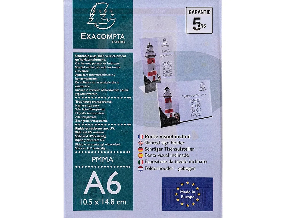 Porte visuel exacommpta a6 incline vertical ou horizontal cristal
