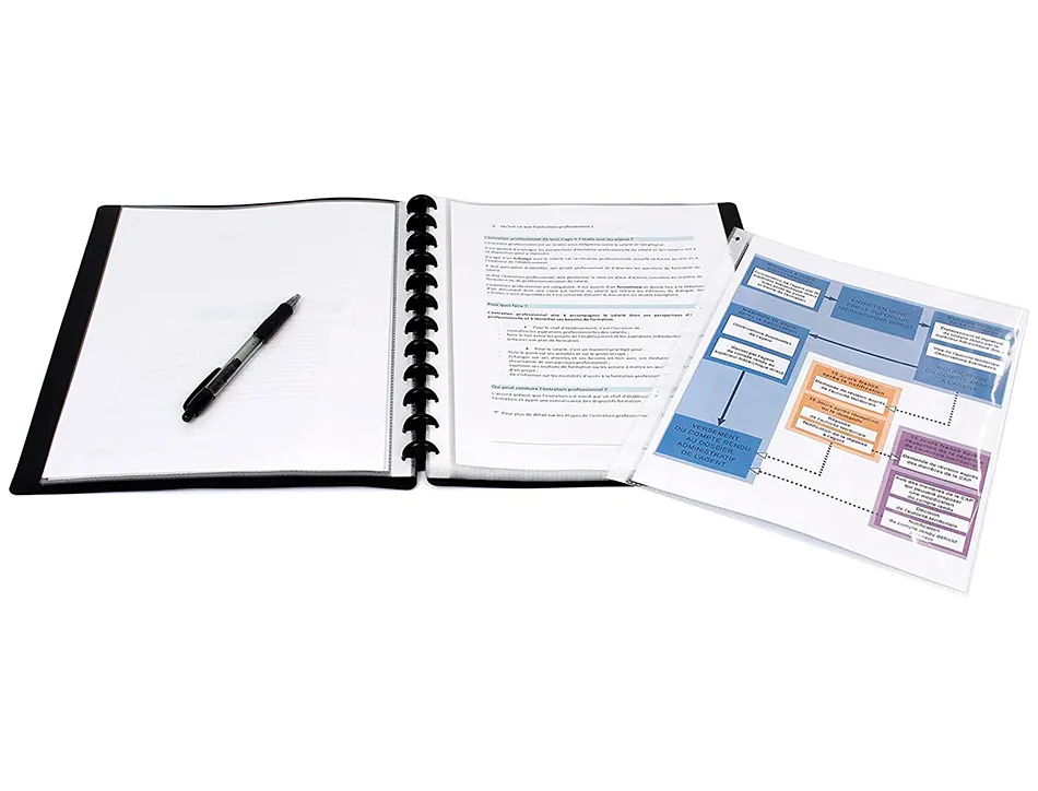 Porte vues geode essentiel recycle personnalisable 60 vues polypropylene a4 maxi coloris noir
