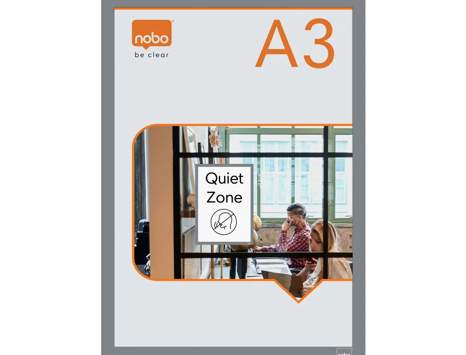 Porte-affiche nobo magnetique autocollant a3 cadre coloris gris