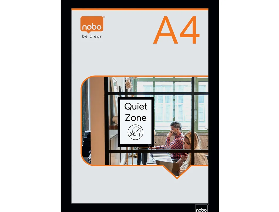 Porte-affiche nobo magnetique autocollant a4 cadre coloris noir