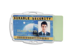 Porte-badge durable sans attache polystyrene ferme pour 2 cartes 54x85mm coloris transparent boite 10 unites
