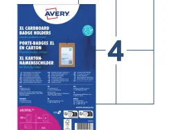 Porte-badges xl avery carton 50 unites + 52 inserts microperfores imprimables 148x105mm
