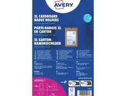 Porte-badges xl avery carton 50 unites + 52 inserts microperfores imprimables 148x105mm