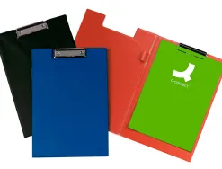 Porte-bloc double q-connect polypropylène pince économique haut 2 poches horizontales rabat coloris noir
