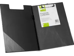 Porte-bloc double q-connect polypropylène pince économique haut 2 poches horizontales rabat coloris noir