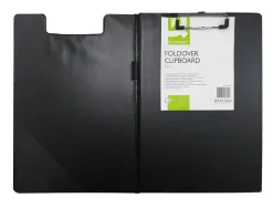 Porte-bloc double q-connect polypropylène pince économique haut 2 poches horizontales rabat coloris noir