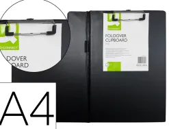 Porte-bloc double q-connect polypropylène pince économique haut 2 poches horizontales rabat coloris noir