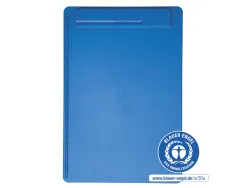 Porte-bloc maul go a4 plastique recycle porte-stylo integre dans pince coloris bleu