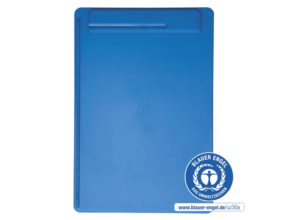 Porte-bloc maul go a4 plastique recycle porte-stylo integre dans pince coloris bleu