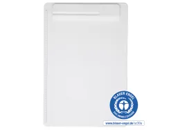 Porte-bloc maul go a4 plastique recycle porte-stylo integre dans pince coloris blanc
