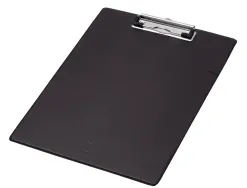 Porte-bloc q-connect carton recouvert pvc paisseur 3mm porte-stylo 220x310mm coloris noir