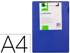 Porte-bloc q-connect carton recouvert pvc épaisseur 3mm porte-stylo 220x310mm coloris bleu