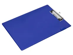 Porte-bloc q-connect carton recouvert pvc épaisseur 3mm porte-stylo 220x310mm coloris bleu