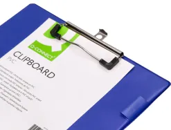 Porte-bloc q-connect carton recouvert pvc épaisseur 3mm porte-stylo 220x310mm coloris bleu