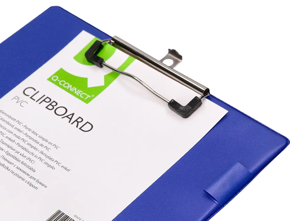 Porte-bloc q-connect carton recouvert pvc épaisseur 3mm porte-stylo 220x310mm coloris bleu