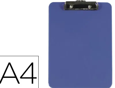 Porte-bloc q-connect plastique rigide épaisseur 2,5mm 210x297mm a4 pince métallique coloris bleu