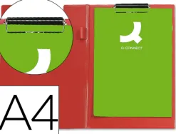 Porte-bloc q-connect plastique épaisseur 3mm a4 210x297mm porte-stylo pince coloris rouge