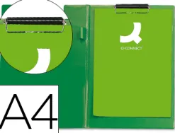 Porte-bloc q-connect plastique épaisseur 3mm a4 210x297mm porte-stylo pince coloris vert