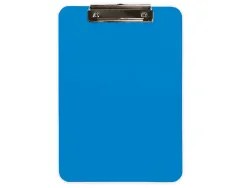 Porte-bloc q-connect plastique rigide epaisseur 2,5mm a4 210x297mm pince metallique coloris bleu ciel