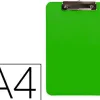 Porte-bloc q-connect plastique rigide epaisseur 2,5mm a4 210x297mm pince metallique coloris vert