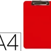 Porte-bloc q-connect plastique rigide epaisseur 2.5mm a4 210x297mm pince metallique coloris rouge