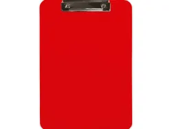 Porte-bloc q-connect plastique rigide epaisseur 2.5mm a4 210x297mm pince metallique coloris rouge