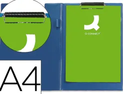Porte-bloc q-connect plastique épaisseur 3mm a4 210x297mm porte-stylo pince coloris bleu