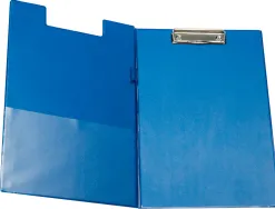 Porte-bloc q-connect plastique épaisseur 3mm a4 210x297mm porte-stylo pince coloris bleu