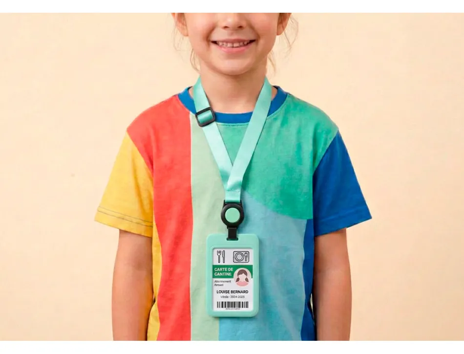 Porte-cartes avery avec enrouleur et tour de cou recycle ajustable coloris vert