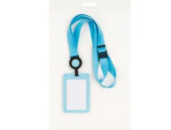 Porte-cartes avery avec enrouleur et tour de cou recycle ajustable coloris bleu