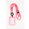 Porte-cartes avery avec enrouleur et tour de cou recycle ajustable coloris rose