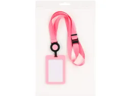 Porte-cartes avery avec enrouleur et tour de cou recycle ajustable coloris rose