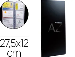 Porte-cartes de visite apli polypropylène rigide indéchirable 27,5x12cm capacité 160 cartes coloris noir