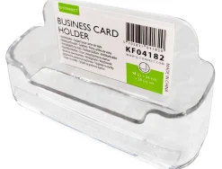 Porte-cartes de visite q-connect méthacrylate présentoir capacité 50/60 cartes 96x35x50mm coloris transparent